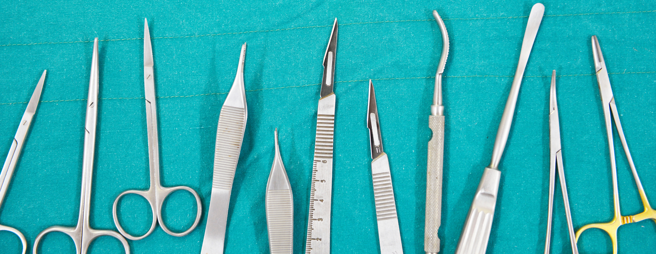 Surgical instruments in operating room.